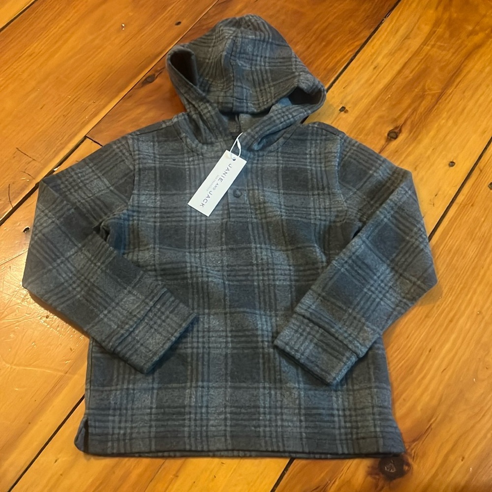 Janie and Jack Boy’s Plaid Flannel Hooded Sweatshirt